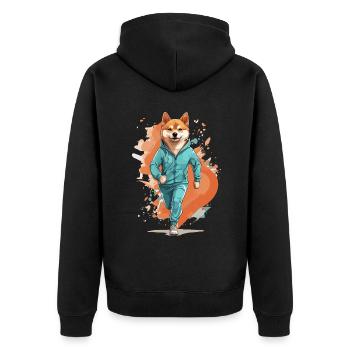 Shiba Chien Streetwear Jogging Style Esthétique - Veste à capuche bio Premium Unisexe - noir - Dos - Nico (187cm)