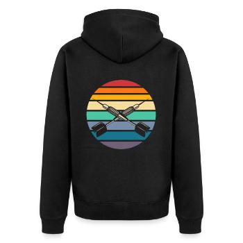 Retro Dart Dartpfeil - Unisex Premium Organic Zip Hoodie - black - Back - Nico (187cm)