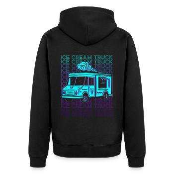 Eiscreme-Truck-Fahrer Retro - Unisex Premium Bio Zip Hoodie - Schwarz - Hinten - Nico (187cm)