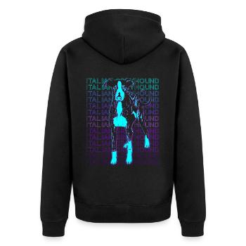 Italienischer Windhund Hund Retro - Unisex Premium Bio Zip Hoodie - Schwarz - Hinten - Nico (187cm)