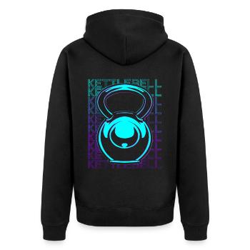Kettlebell Heben Workout Fitnessstudio Retro - Unisex Premium Bio Zip Hoodie - Schwarz - Hinten - Nico (187cm)