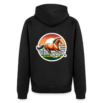 Thoroughbred Horse Rider - Unisex Premium Organic Zip Hoodie - black - Back - Nico (187cm)