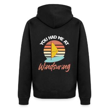 Du Hattest Mich Beim Windsurfen Lustiges - Unisex Premium Bio Zip Hoodie - Schwarz - Hinten - Nico (187cm)