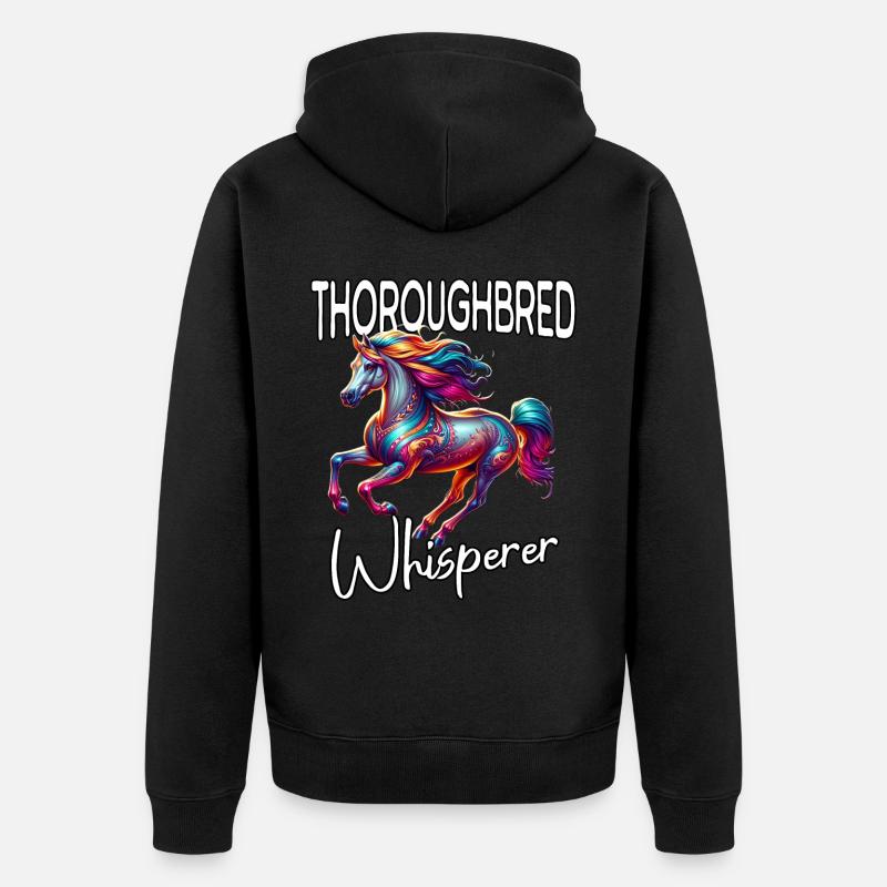 Thoroughbred Flüsterer - Unisex Premium Bio Zip Hoodie - Schwarz