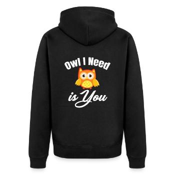 Hibou j’ai besoin de vous jeux de mots Halloween Costume - Veste à capuche bio Premium Unisexe - noir - Dos - Nico (187cm)
