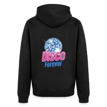 Disco Forever Lover Classic Groovy Vintage - Unisex Premium Bio Zip Hoodie - Schwarz - Hinten - Nico (187cm)