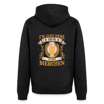 Lecker Bierchen Meme - Unisex Premium Bio Zip Hoodie - Schwarz - Hinten - Nico (187cm)
