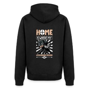 Home - Lithuanian Hound - Unisex Premium Organic Zip Hoodie - black - Back - Nico (187cm)