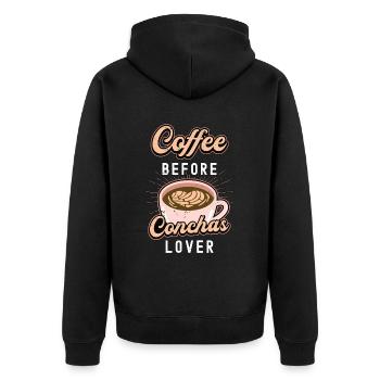 Conchas Lover Coffee Mexican Sweet Coffee Lover - Unisex Premium Bio Zip Hoodie - Schwarz - Hinten - Nico (187cm)
