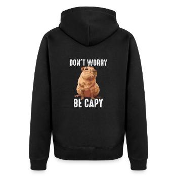 Capybara be capy - Unisex Premium Organic Zip Hoodie - black - Back - Nico (187cm)