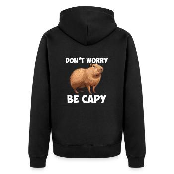 Capybara be capy - Unisex Premium Organic Zip Hoodie - black - Back - Nico (187cm)
