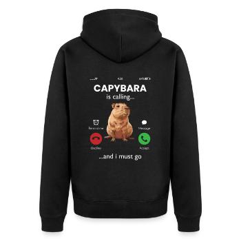 Capybara appelle - Veste à capuche bio Premium Unisexe - noir - Dos - Nico (187cm)
