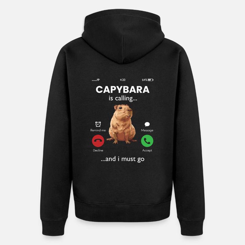 Capybara appelle - Veste à capuche bio Premium Unisexe - noir