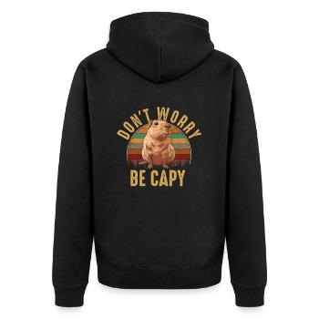 Capybara girl - Unisex Premium Bio Zip Hoodie - Schwarz - Hinten - Nico (187cm)