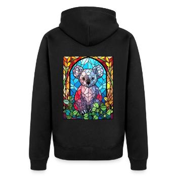 Cute Stained Glass Koala Vintage Geometric Animal - Unisex Premium Bio Zip Hoodie - Schwarz - Hinten - Nico (187cm)