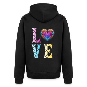 Geometric Heart Mosaic Stained Glass Artist - Unisex Premium Bio Zip Hoodie - Schwarz - Hinten - Nico (187cm)
