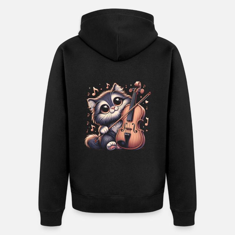 Violons chat - Veste à capuche bio Premium Unisexe - noir