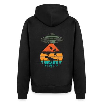 Enlèvement d’OVNI par un dinosaure extraterrestre - Veste à capuche bio Premium Unisexe - noir - Dos - Nico (187cm)