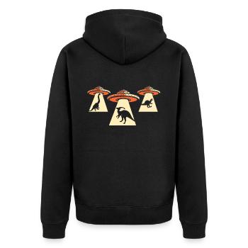 Enlèvement d’OVNI par un dinosaure extraterrestre - Veste à capuche bio Premium Unisexe - noir - Dos - Nico (187cm)
