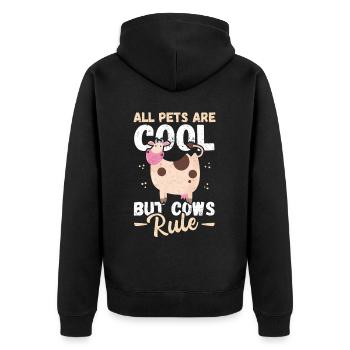 Kuh Kühe Kuhliebhaber Geschenk - Unisex Premium Bio Zip Hoodie - Schwarz - Hinten - Nico (187cm)