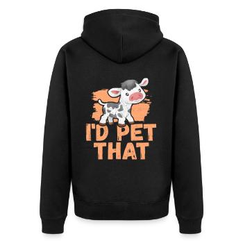 Kuh lustige Kühe Kuhliebhaber Geschenk - Unisex Premium Bio Zip Hoodie - Schwarz - Hinten - Nico (187cm)