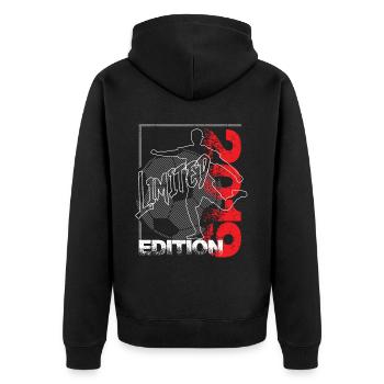 Limited Edition 2019 Limited Edition Football - Unisex Premium Organic Zip Hoodie - black - Back - Nico (187cm)