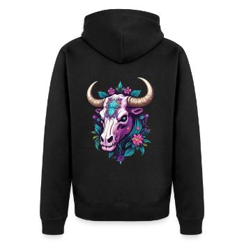 Bull Skull Spiritual Mandala Dream Catcher - Unisex Premium Organic Zip Hoodie - black - Back - Nico (187cm)