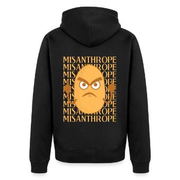 Misanthropist Grumpy Potato Misanthrope - Unisex Premium Bio Zip Hoodie - Schwarz - Hinten - Nico (187cm)