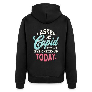 Funny Stupid Cupid Single Anti Valentines Day - Unisex Premium Bio Zip Hoodie - Schwarz - Hinten - Nico (187cm)