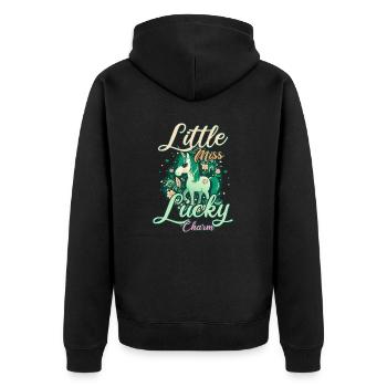Irish Unicorn St Patricks Little Lucky - Unisex Premium Organic Zip Hoodie - black - Back - Nico (187cm)