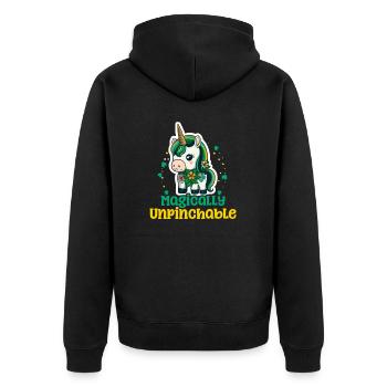 Irish Unicorn St Patricks Magically Unpinchable - Unisex Premium Organic Zip Hoodie - black - Back - Nico (187cm)