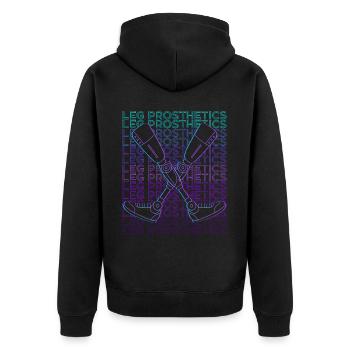Beinprothesen Amputierte Amputation Retro - Unisex Premium Bio Zip Hoodie - Schwarz - Hinten - Nico (187cm)