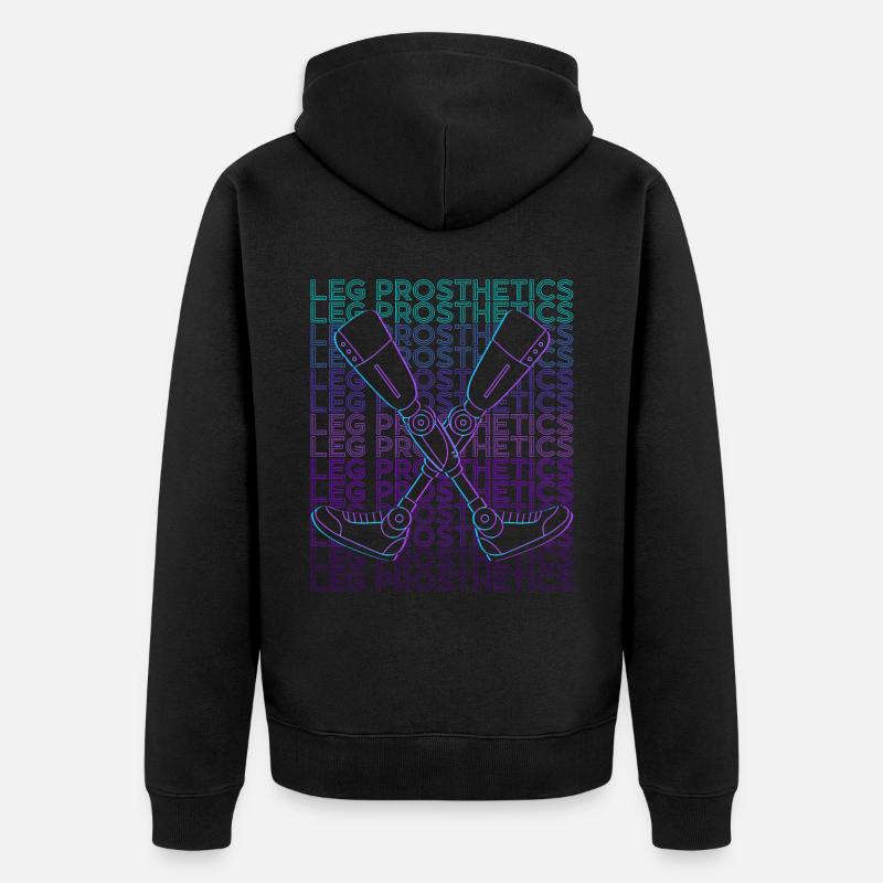 Beinprothesen Amputierte Amputation Retro - Unisex Premium Bio Zip Hoodie - Schwarz