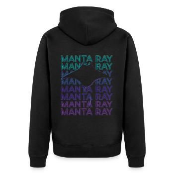 Manta Rochen Stachelrochen Retro - Unisex Premium Bio Zip Hoodie - Schwarz - Hinten - Nico (187cm)