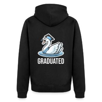 University Graduate Degree Graduate - Unisex Premium Organic Zip Hoodie - black - Back - Nico (187cm)