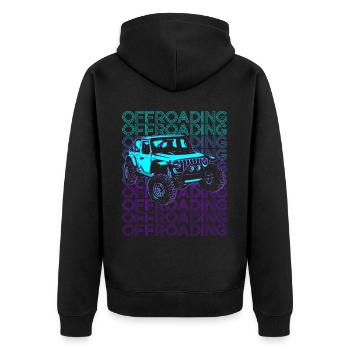 Offroading Off Road Dirt Race ATV Quad Retro - Unisex Premium Organic Zip Hoodie - black - Back - Nico (187cm)