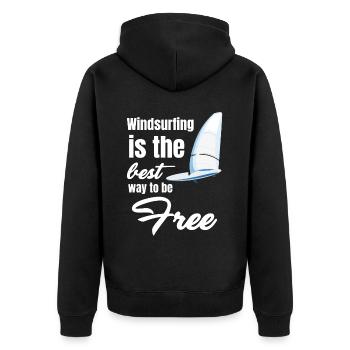 Windsurfen Ist Der Beste Weg, Um Frei Zu Sein. - Unisex Premium Bio Zip Hoodie - Schwarz - Hinten - Nico (187cm)