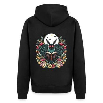 Floral Mothman - Unisex Premium Bio Zip Hoodie - Schwarz - Hinten - Nico (187cm)