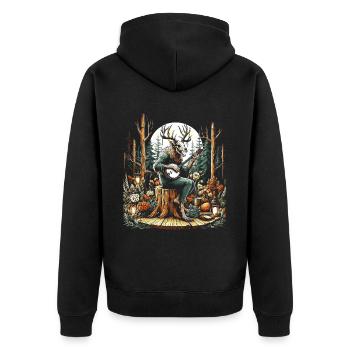 Cottagecore Aesthetic Wendigo - Unisex Premium Bio Zip Hoodie - Schwarz - Hinten - Nico (187cm)