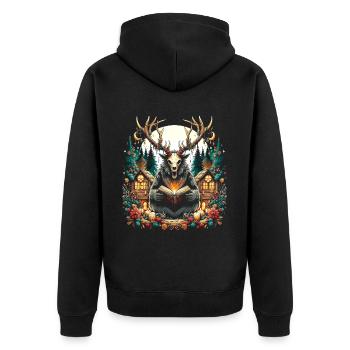 Wendigo Geschichtenerzähler - Unisex Premium Bio Zip Hoodie - Schwarz - Hinten - Nico (187cm)
