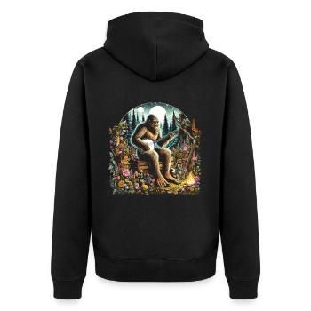 Bigfoot avec guitare - Veste à capuche bio Premium Unisexe - noir - Dos - Nico (187cm)