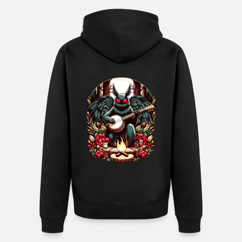 Mothman avec guitare - Veste à capuche bio Premium Unisexe - noir