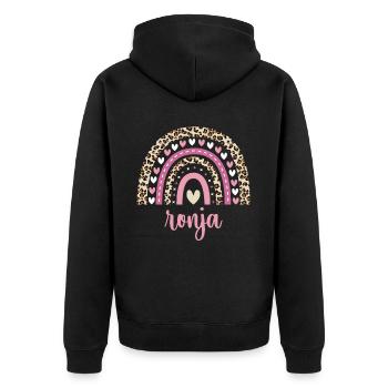 Ronja Regenbogen Name Geburtstag Ronja - Unisex Premium Bio Zip Hoodie - Schwarz - Hinten - Nico (187cm)