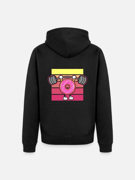 Donut PowerLifting Workout -Weightlifter - Unisex Premium Organic Zip Hoodie - black