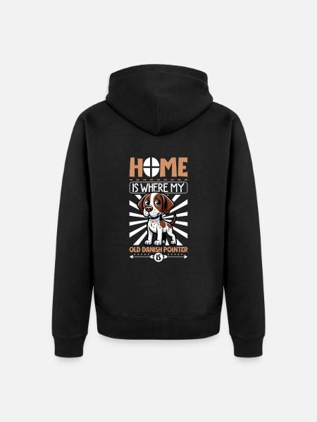 Zuhause - Altdänischer Vorstehhund - Unisex Premium Bio Zip Hoodie - Schwarz