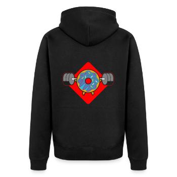Donut PowerLifting Workout -Weightlifter - Unisex Premium Organic Zip Hoodie - black - Back - Nico (187cm)