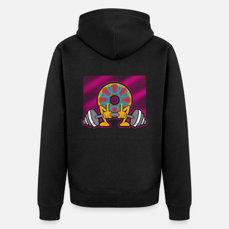 Donut PowerLifting Workout -Gewichtheber - Unisex Premium Bio Zip Hoodie - Schwarz