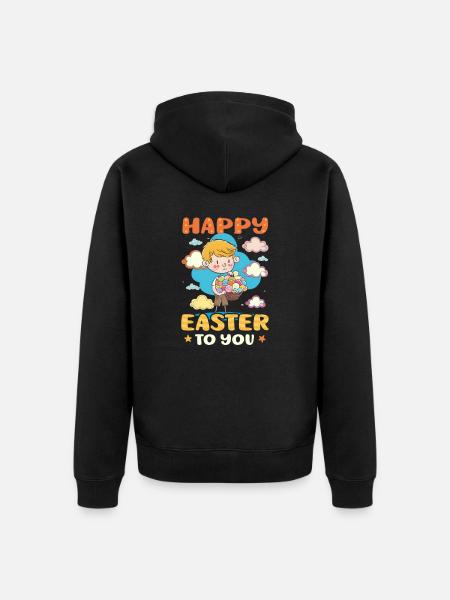 Christlicher Osterjunge Frohe Ostern - Unisex Premium Bio Zip Hoodie - Schwarz