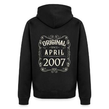 Vintage - Original depuis l'anniversaire d'avril 2007 - Veste à capuche bio Premium Unisexe - noir - Dos - Nico (187cm)
