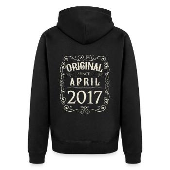 Vintage - Original depuis l'anniversaire d'avril 2017 - Veste à capuche bio Premium Unisexe - noir - Dos - Nico (187cm)